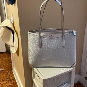 Kate spade sliver glitter tote